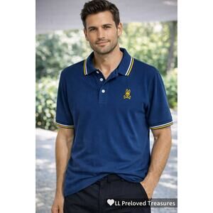 Psycho Bunny NWT Men's Lg Polo Shirt Blue Golf Preppy Embroidered Bunny Skull